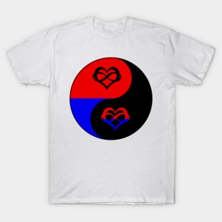 Polyamory Pride Yin and Yang Symbol in Pride Flag Colors T-Shirt